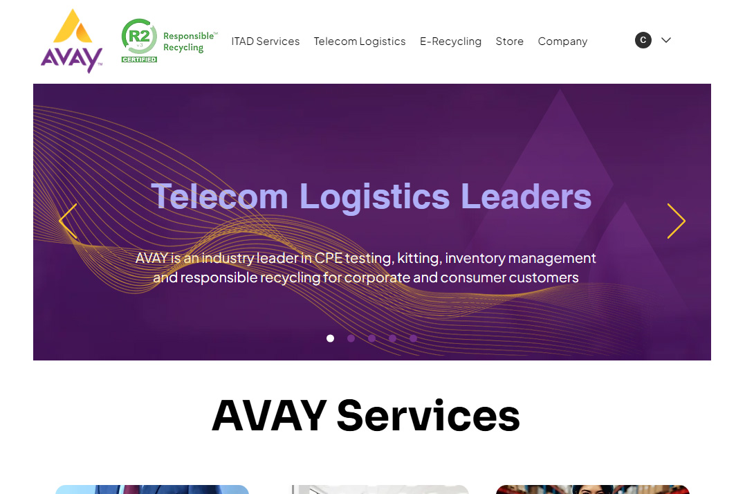 New AVAY.com home page carousel